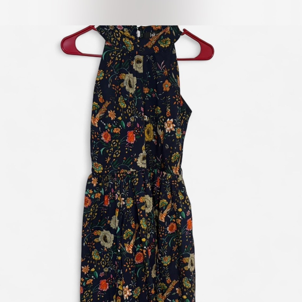 Iska London Dark Blue Dress with Floral Accents